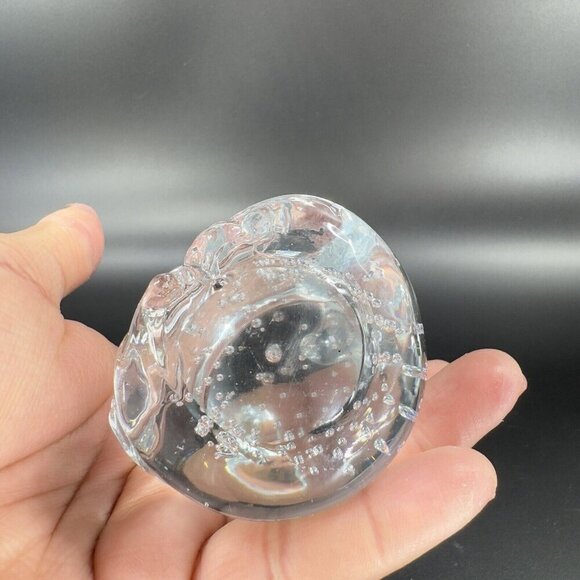 Vintage Clear Baby Bear Glass Figurine Paperweight With Small Bubbles Whimsical - Picture 9 of 12